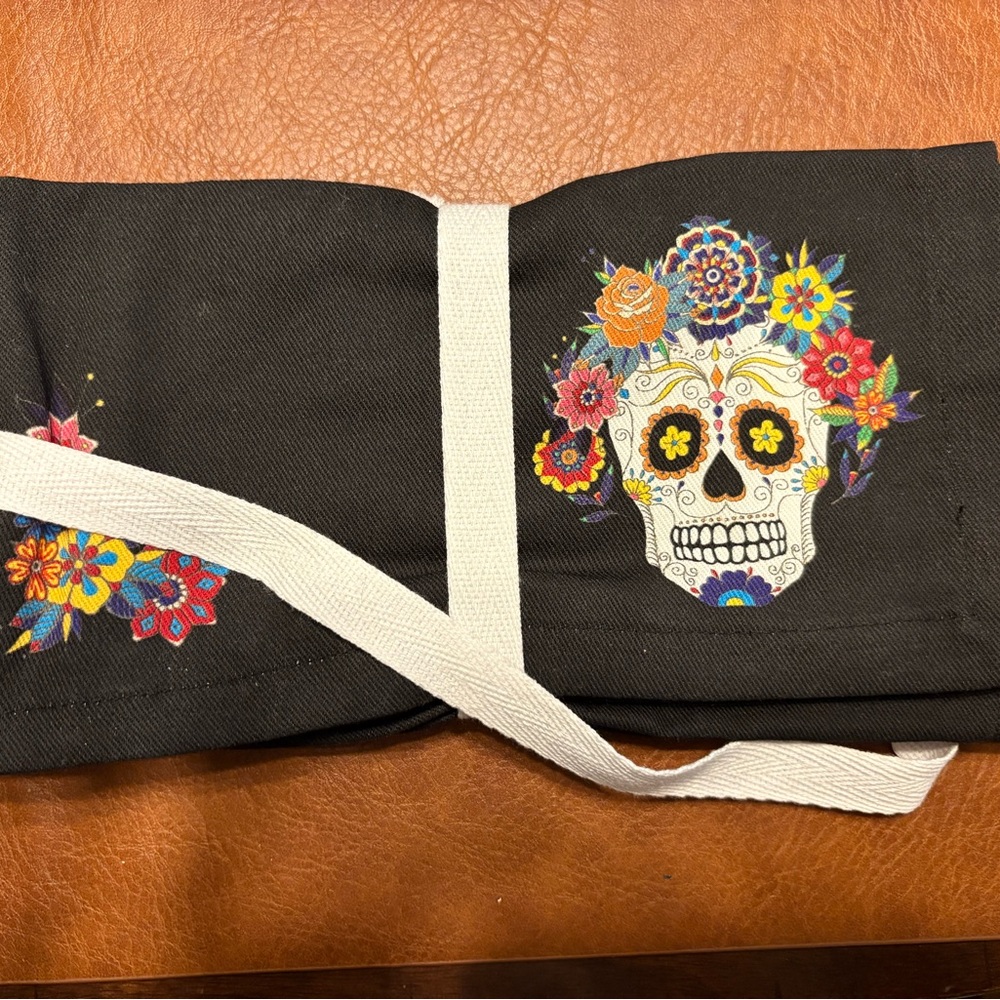 Williams Sonoma Black Kitchen Linen with Colorful Skull Design